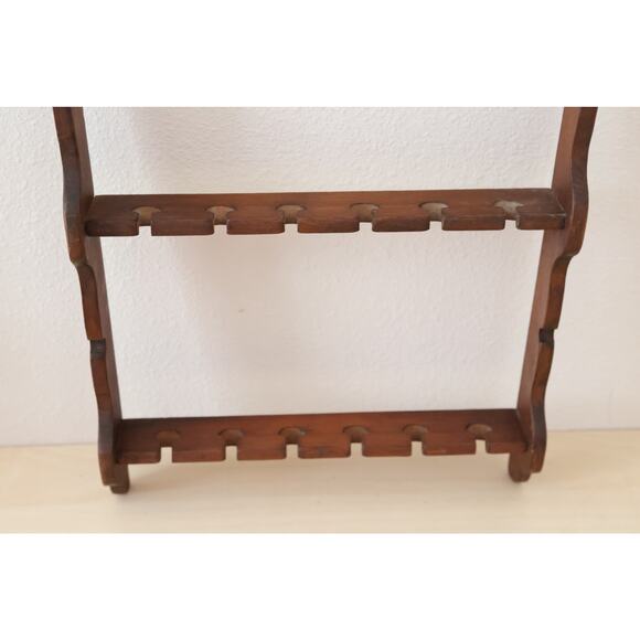 Vtg Wooden Spoon Rack Wall Display 18 Slot Wood Scalloped Boho Flower Holder - Picture 4 of 4